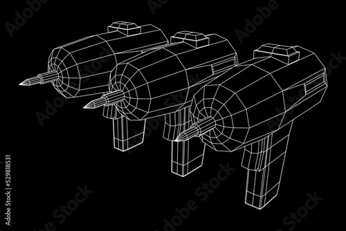 Drill electric device wireframe low poly mesh