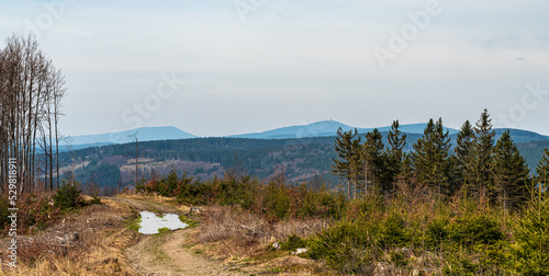 View from Kozubova hill in Moravskoslezske Beskydy mountains in Czech republic photo