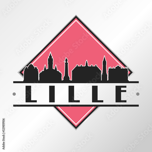Lille  France Skyline Logo. Adventure Landscape Design Vector City Illustration Vector illustration.