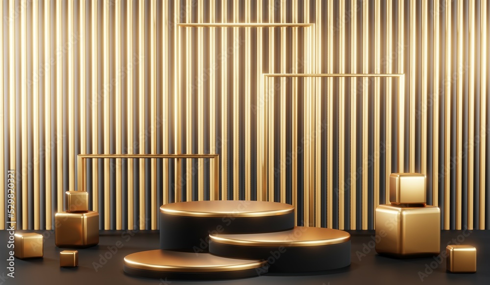 3D rendering of blank product background for cream cosmetics Modern black podium background 3D rendering of blank product background for cream cosmetics Modern black podium background