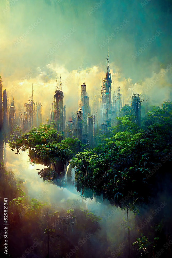 Solarpunk  City, Fantasy landscape, Eco city