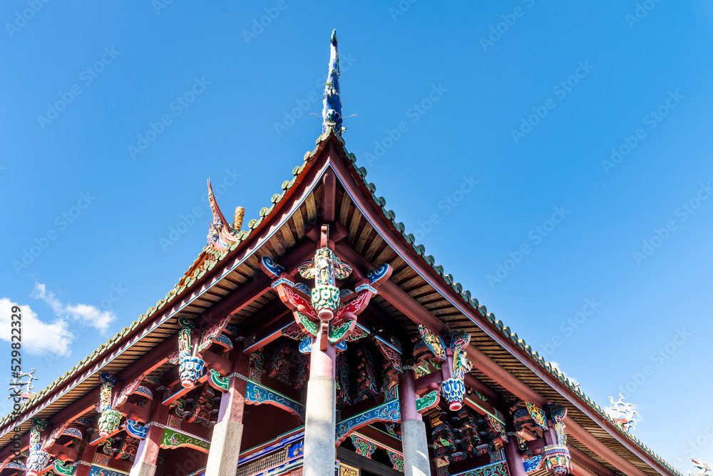 Old building view of the Confucius Temple in Taipei, Taiwan. This is a historical heritage with a Chinese-style building that is over several hundred years old.