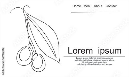 Olives in continuous line art drawing style. Minimalist black linear sketch on white background. Vector illustration