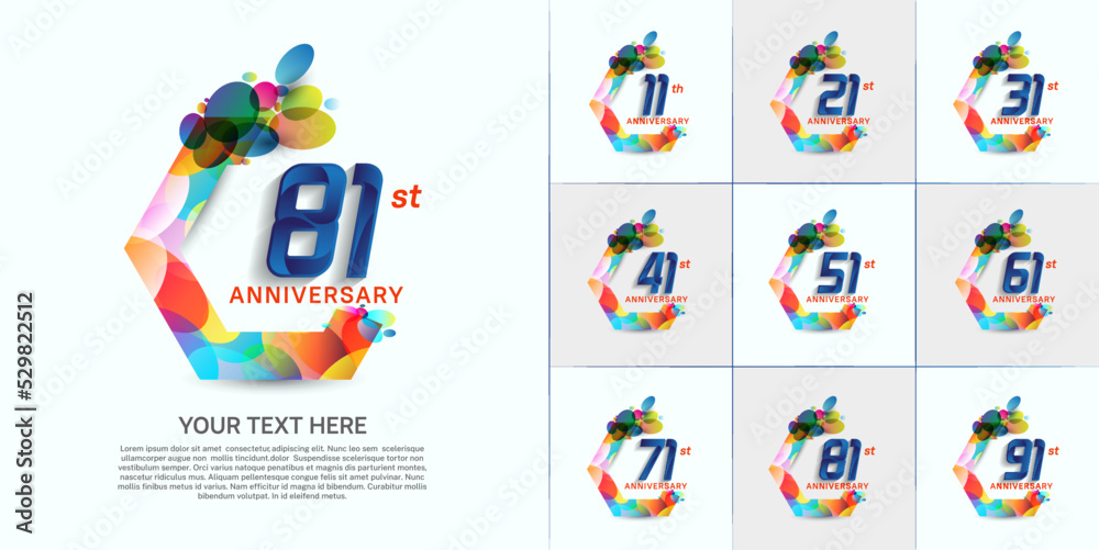 Obraz premium set of anniversary with colorful color can be use for celebration moment