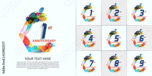 set of anniversary with colorful color can be use for celebration moment