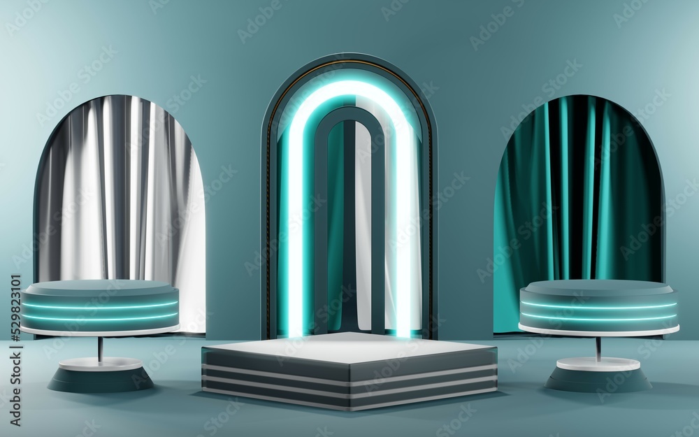 3D rendering of blank product background for cream cosmetics Modern blue pastel podium background 3D rendering of blank product background for cream cosmetics Modern blue pastel podium background