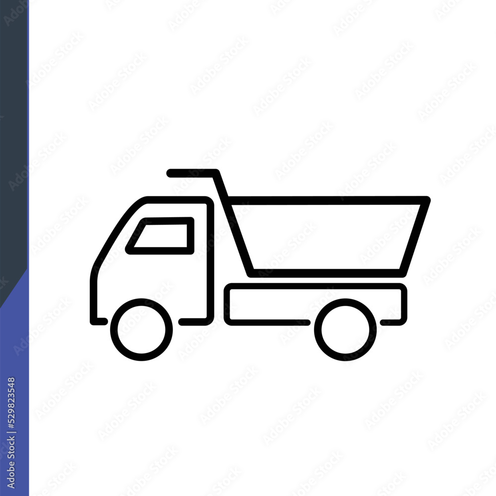 garbage or sand truck for construction, web icon, isolated icon on white background, construction, repair, building tools garbage or sand truck for construction, web icon, isolated icon on white background, construction, repair, building tools