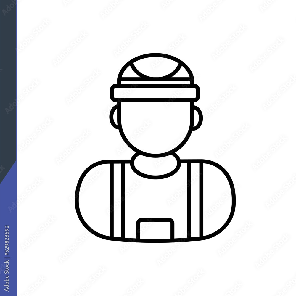 silhouette of worker, builder in construction uniform, web icon, isolated icon on white background, construction, repair, construction tools