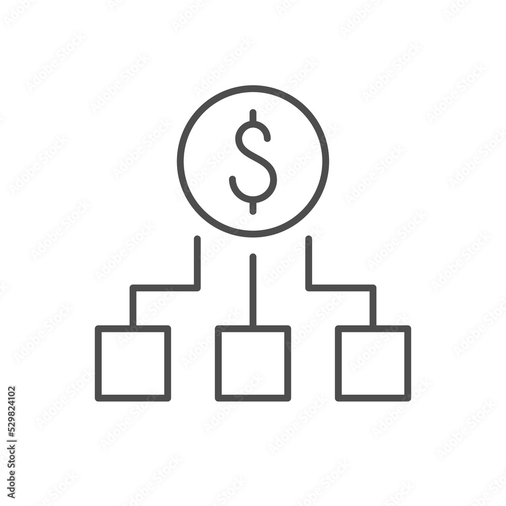 Money allocation line outline icon Money allocation line outline icon