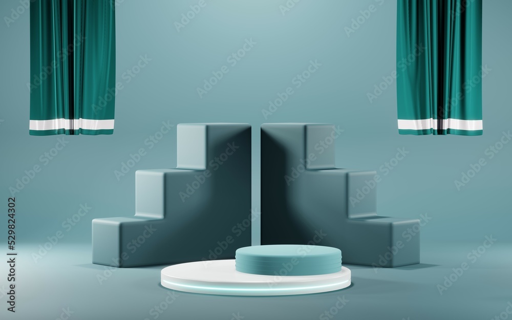 3D rendering of blank product background for cream cosmetics Modern blue pastel podium background 3D rendering of blank product background for cream cosmetics Modern blue pastel podium background