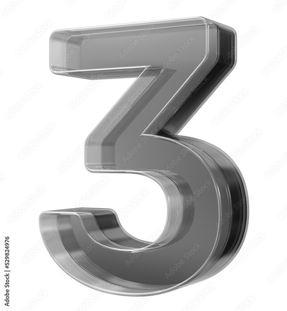 Number Glass 3D Render