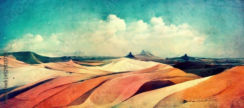 Foto Sahara desert dunes, arid dry landscape