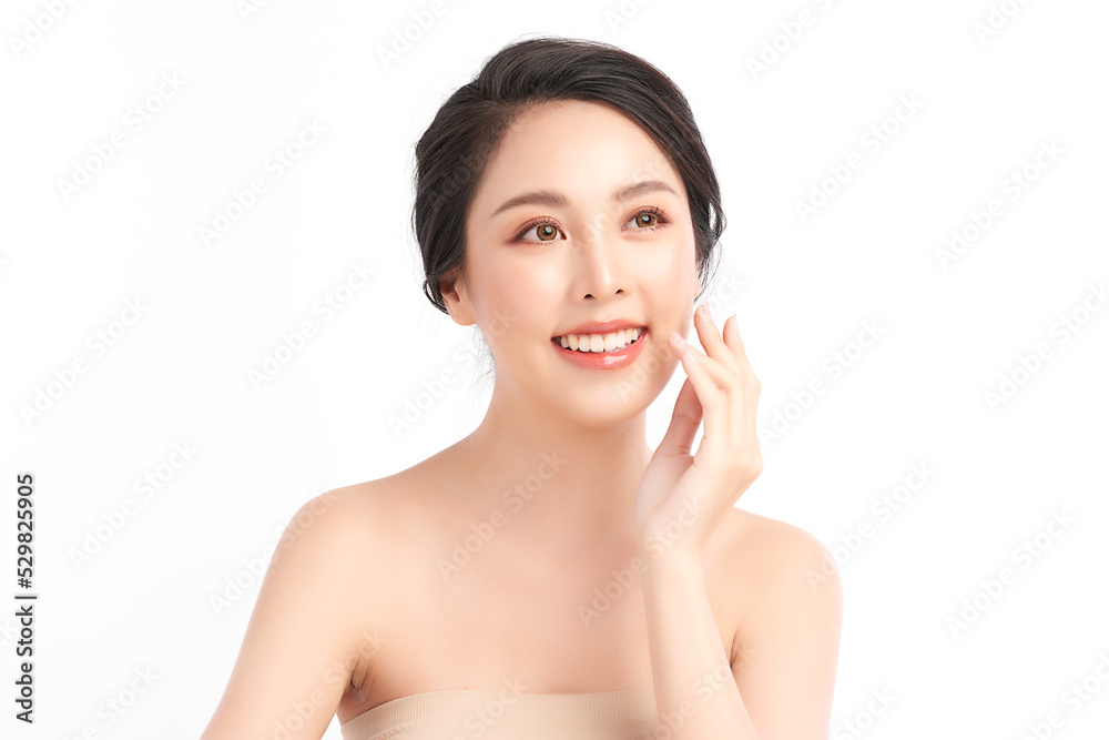 Beautiful young asian woman with clean fresh skin on white background, Face care, Facial treatment, Cosmetology, beauty and spa, Asian women portrait. Beautiful young asian woman with clean fresh skin on white background, Face care, Facial treatment, Cosmetology, beauty and spa, Asian women portrait.