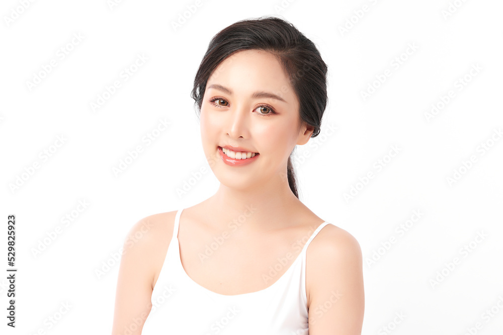 Beautiful young asian woman with clean fresh skin on white background, Face care, Facial treatment, Cosmetology, beauty and spa, Asian women portrait. Beautiful young asian woman with clean fresh skin on white background, Face care, Facial treatment, Cosmetology, beauty and spa, Asian women portrait.