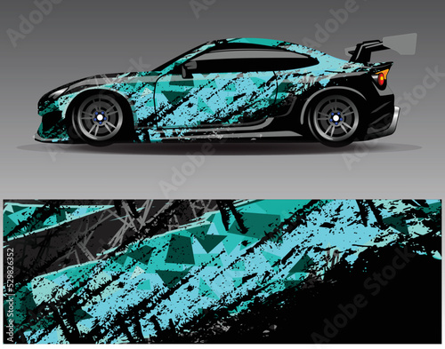 Car wrap design vector. Graphic abstract stripe racing background kit designs for wrap vehicle  race car  rally  adventure and livery