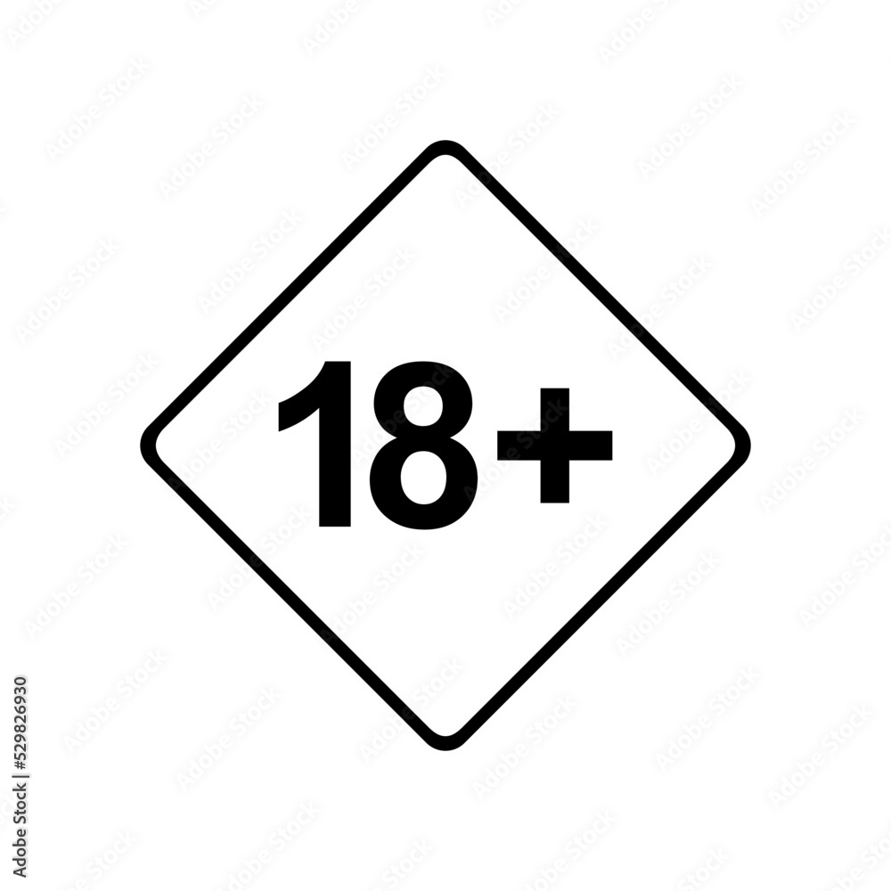 Sign of Adult Only Icon Symbol for Eighteen Plus (18+) and Twenty One Plus (21+) Age. Vector Illustration Sign of Adult Only Icon Symbol for Eighteen Plus (18+) and Twenty One Plus (21+) Age. Vector Illustration