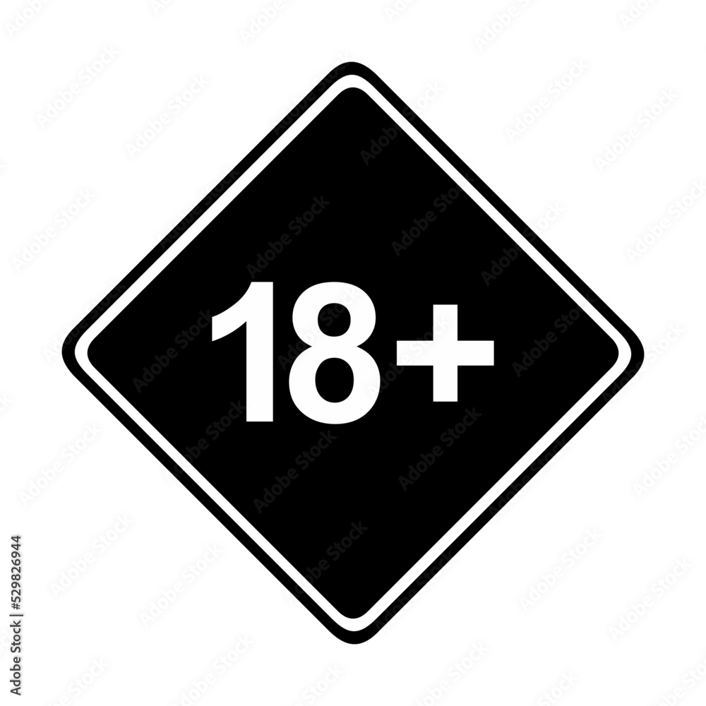 Sign of Adult Only Icon Symbol for Eighteen Plus (18+) and Twenty One Plus (21+) Age. Vector Illustration Sign of Adult Only Icon Symbol for Eighteen Plus (18+) and Twenty One Plus (21+) Age. Vector Illustration