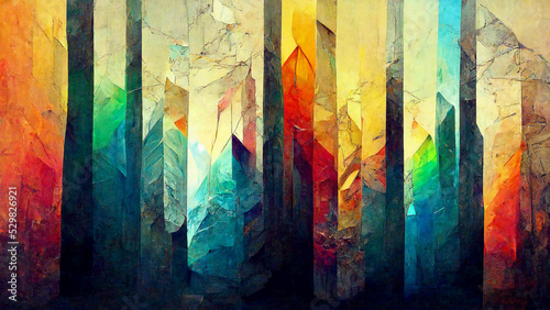 Gemstones, crystals, backgrounds, wallpaper, textures, digital illustration, abstract painting, AI generated