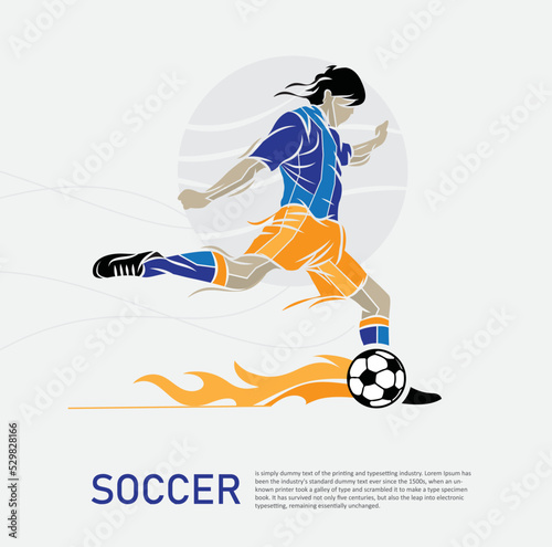 soccer player is dribbling and ready to kick the ball isolated vector illustration.