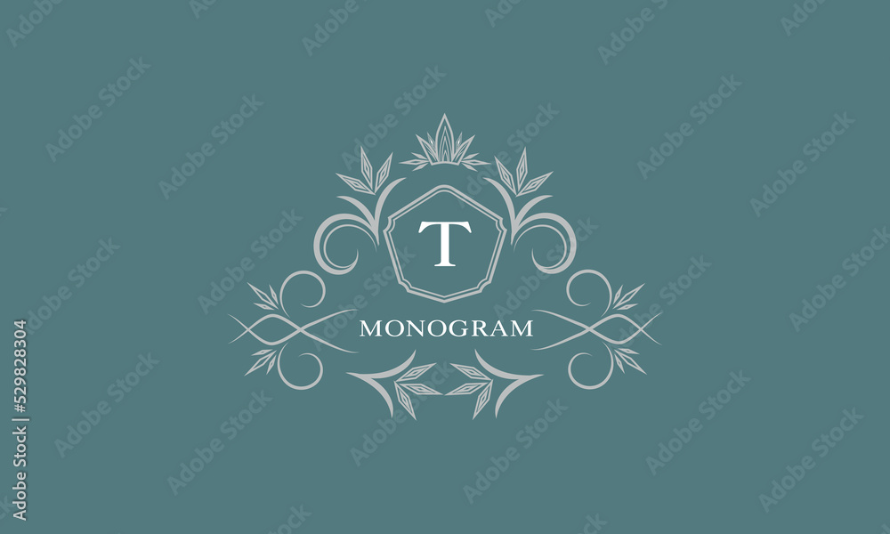 Luxury monogram brand. Universal modern logo concept with letter T and place for text. Luxury monogram brand. Universal modern logo concept with letter T and place for text.