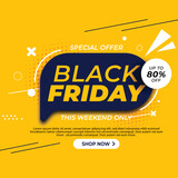 Black Friday sale banner on yellow background