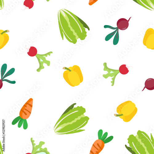 Fototapeta Naklejka Na Ścianę i Meble -  Seamless hand drawn vegetable pattern