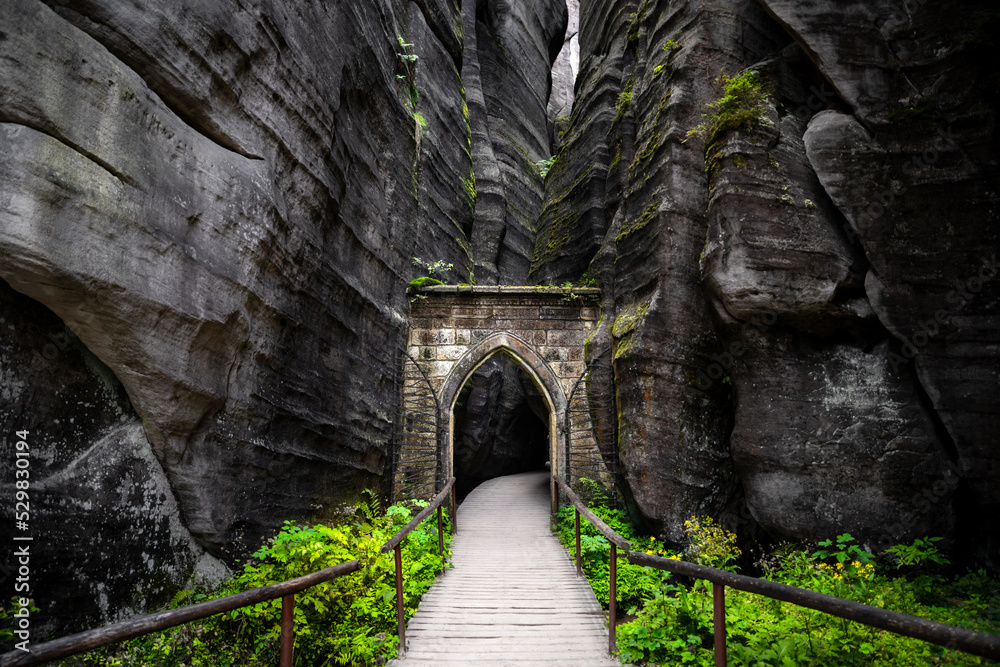 Rock city in the Adrspach Rocks, part of the Adrspach-Teplice Landscape Park in the Broumov Highlands region in the Czech Republic