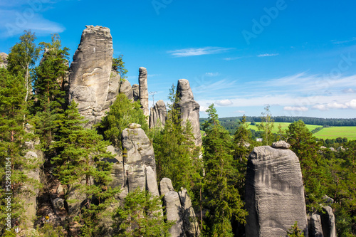 Obraz na płótnie Rock city in the Adrspach Rocks, part of the Adrspach-Teplice Landscape Park in the Broumov Highlands region in the Czech Republic w salonie