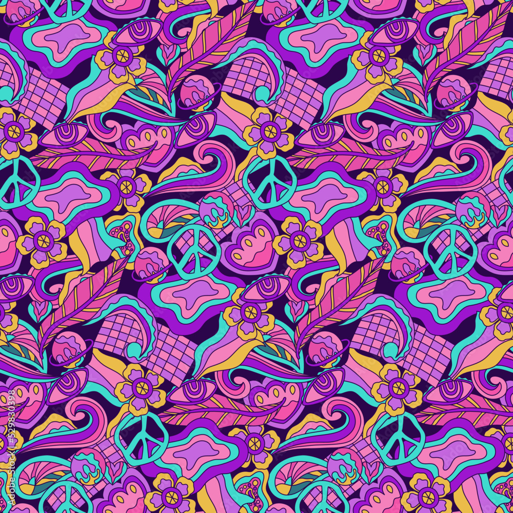 Colorful Psychedelic Seamless Pattern Colorful Psychedelic Seamless Pattern