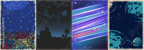 Galactic landscapes set flyers colorful