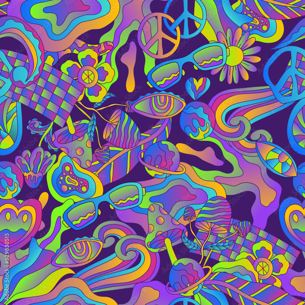 Colorful Psychedelic Seamless Pattern