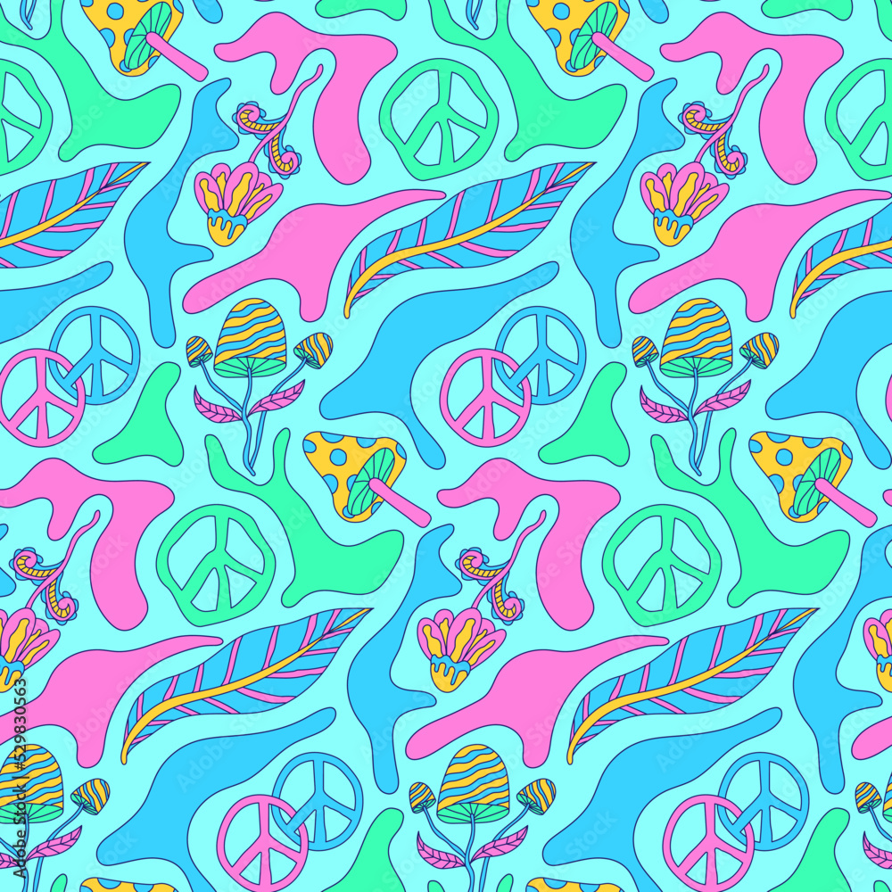 Colorful Trippy Psychedelic Seamless Pattern