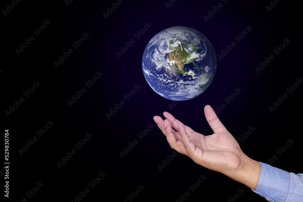 Conceptual enviromental earth above hand, Earth of this image from NASA Conceptual enviromental earth above hand, Earth of this image from NASA