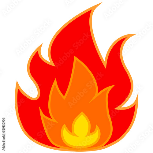 Bright vector fire icon on a white background.