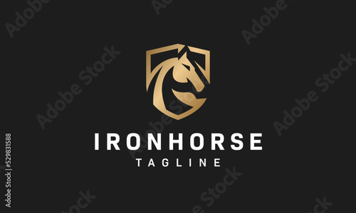 Royal Horse Shield Logo - Stallion Mustang Equestrian Design Template