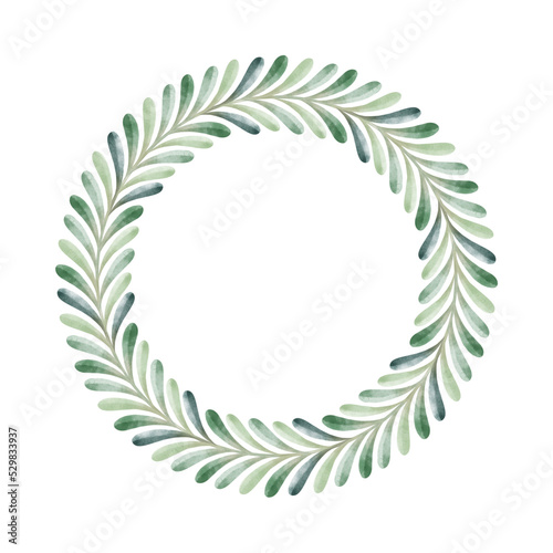 Circular frame of botanical illustration.