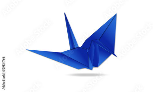 origami bird vector blue on white background