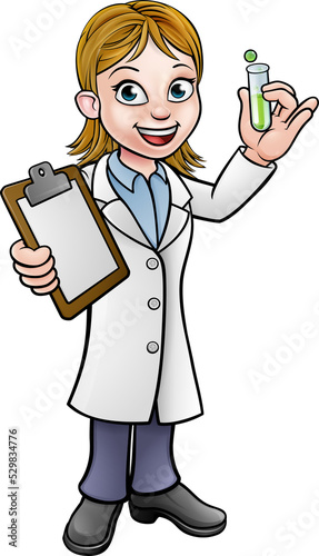 Cartoon Scientist Holding T...
