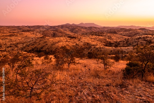 Evening mood at the Brandberg, landscape in Namibia