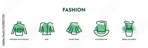 Fotografia set of 5 thin line fashion icons