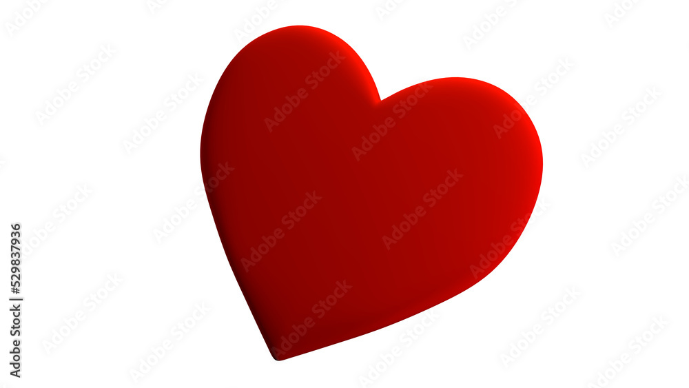 3D red heart in the transparent background