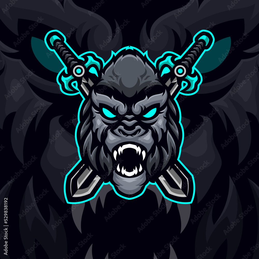 Fototapeta premium Gorilla Lions masscot logo esport premium vector