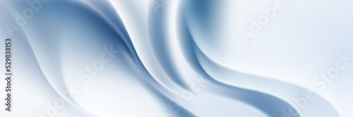 Abstract blue white luxury fabric wave background with copy space. Smooth liquid wave. Elegant shiny silk satin texture. Suit for wallpaper, cover, header, desktop, web, flyer. Vector illustration