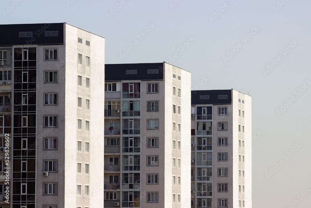 residential apartments complex with sky background