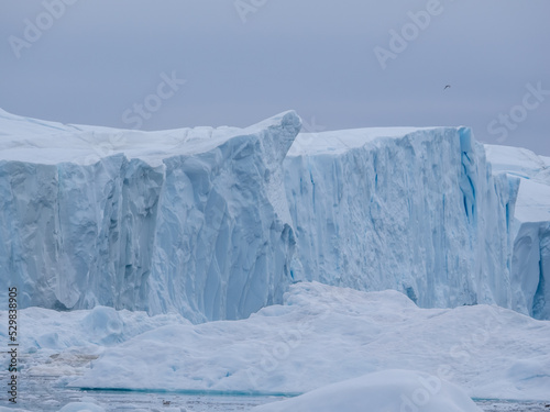 Awe-inspiring icy landscapes at the mouth of the Icefjord glacier  Sermeq Kujalleq   one of the fastest and most active glaciers in the world. Disko Bay  Ilulissat  Greenland