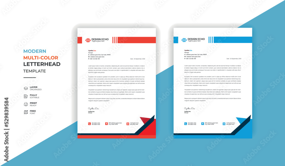 Professional corporate letterhead templates - clean creative modern vector Official business letterhead templates - 06