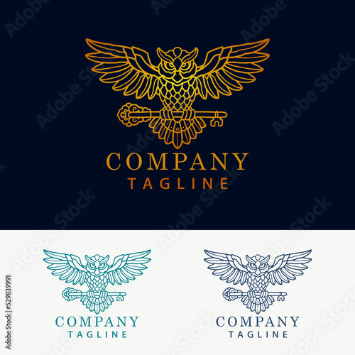 Luxury owl and the key monoline logo
