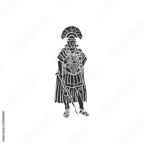 Roman Centurion Icon Silhouette Illustration. Ancient Rome Vector Graphic Pictogram Symbol Clip Art. Doodle Sketch Black Sign.