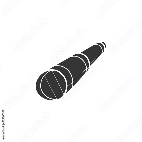 Monocular Icon Silhouette Illustration. Pirate Vector Graphic Pictogram Symbol Clip Art. Doodle Sketch Black Sign.