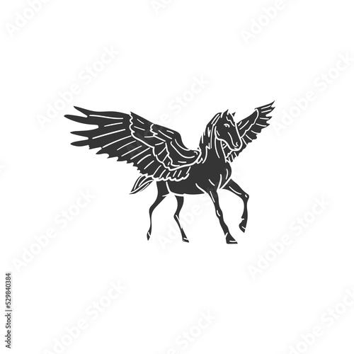 Pegasus Icon Silhouette Illustration. Mythology Vector Graphic Pictogram Symbol Clip Art. Doodle Sketch Black Sign.